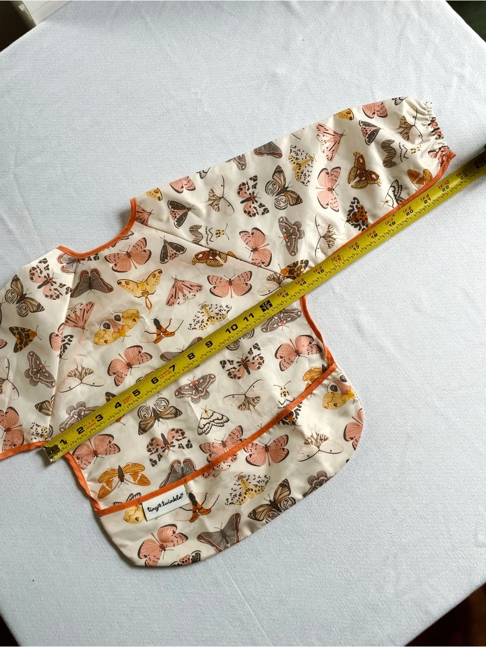 TINY TWINKLE Tiny Twinkle Mess Long Sleeve Bib Apron Art Food Butterfly Moth
